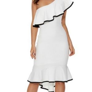 Lord & Taylor Ruffle One-Shoulder Size 8 Dress